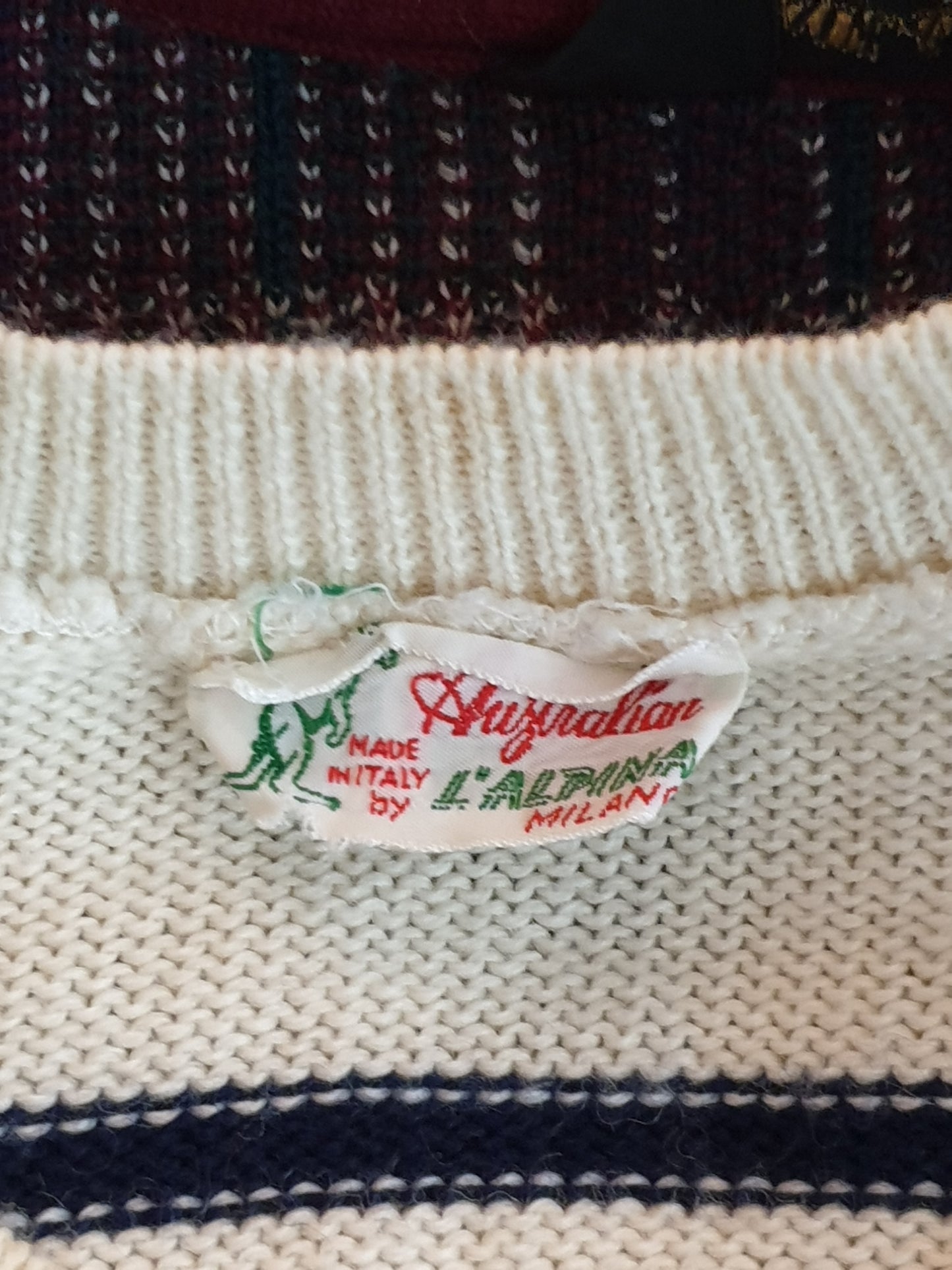 VINTAGE Australian - Pullover - Streifen - Vintage Italy - Blau/Weiß - Herren - L (50)