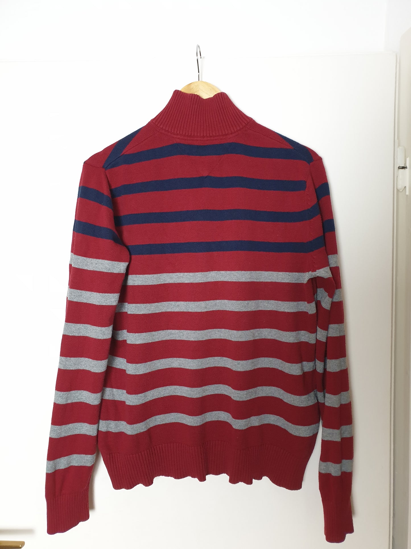 Tommy Hilfiger - Pullover - Streifen - Rot/Grau - Herren - M