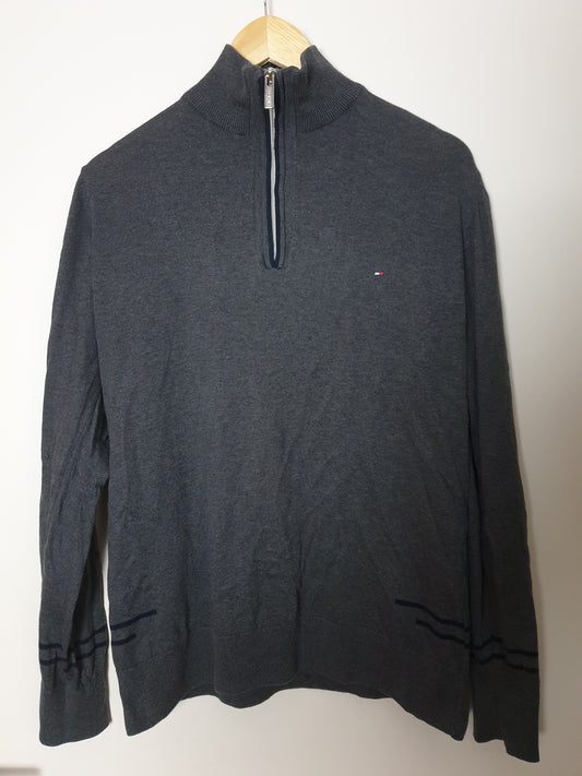 Tommy Hilfiger - Pullover - Klassisch mit Reißverschluss - Grau - Herren - L