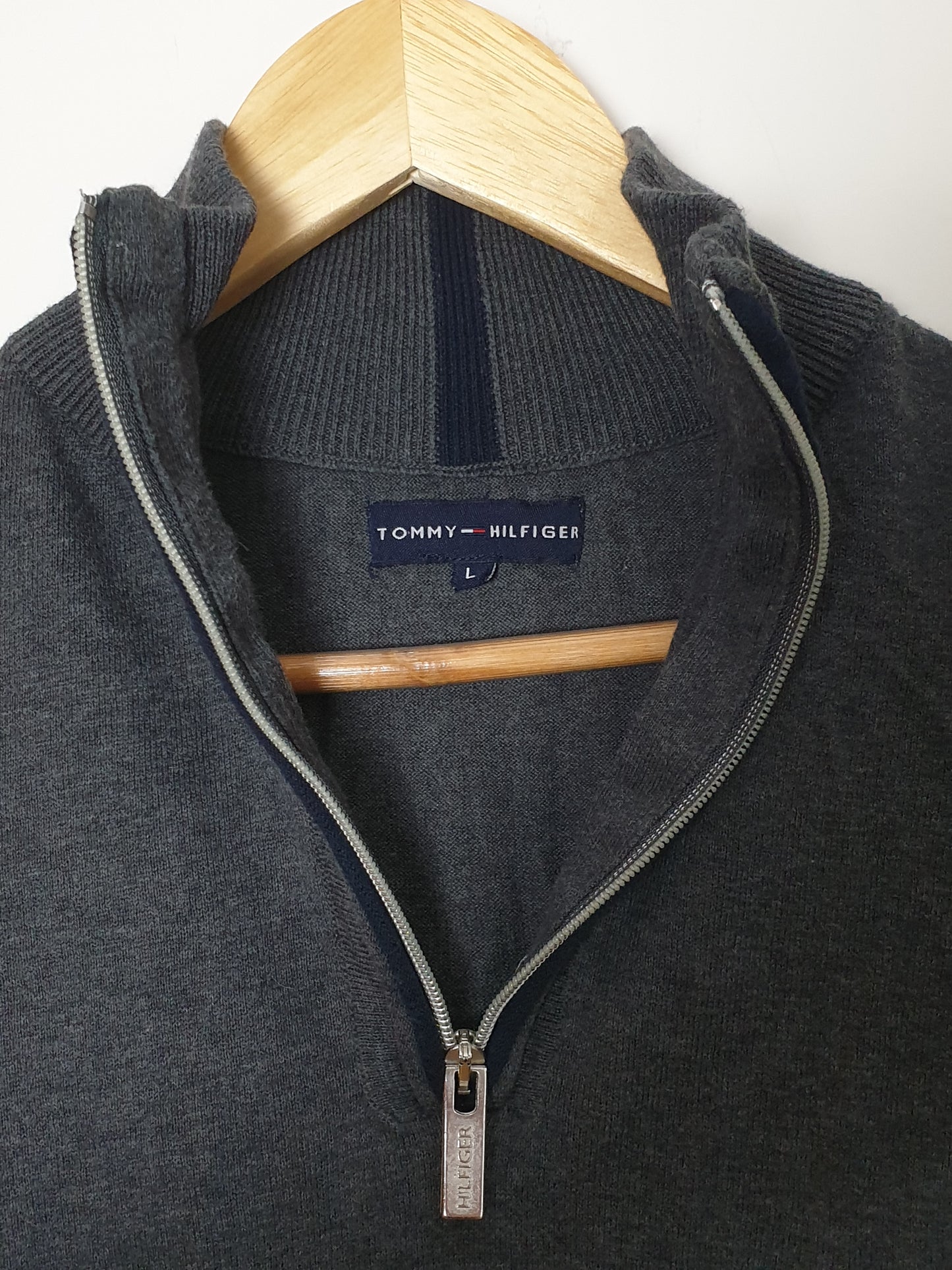 Tommy Hilfiger - Pullover - Klassisch mit Reißverschluss - Grau - Herren - L