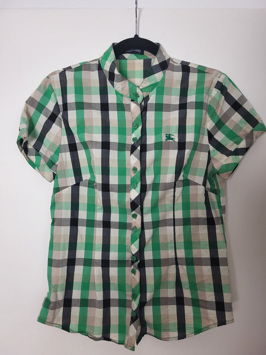 Burberry - Bluse/Hemd - Karo Muster - Vintage - Grün - Damen - S/M
