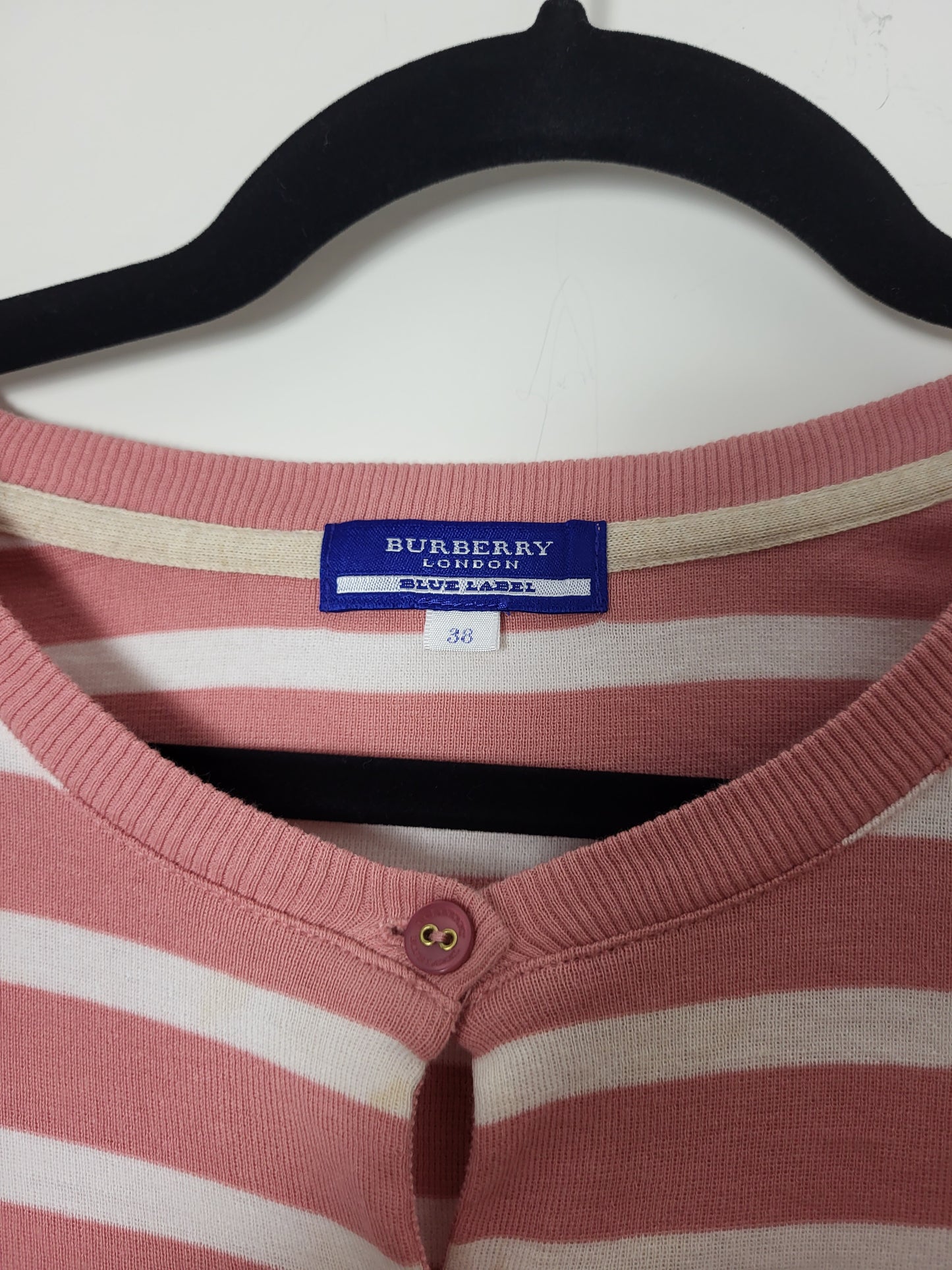 Vintage BURBERRY - Strickjacke - Streifen - Rosa - Damen - S/M (38)