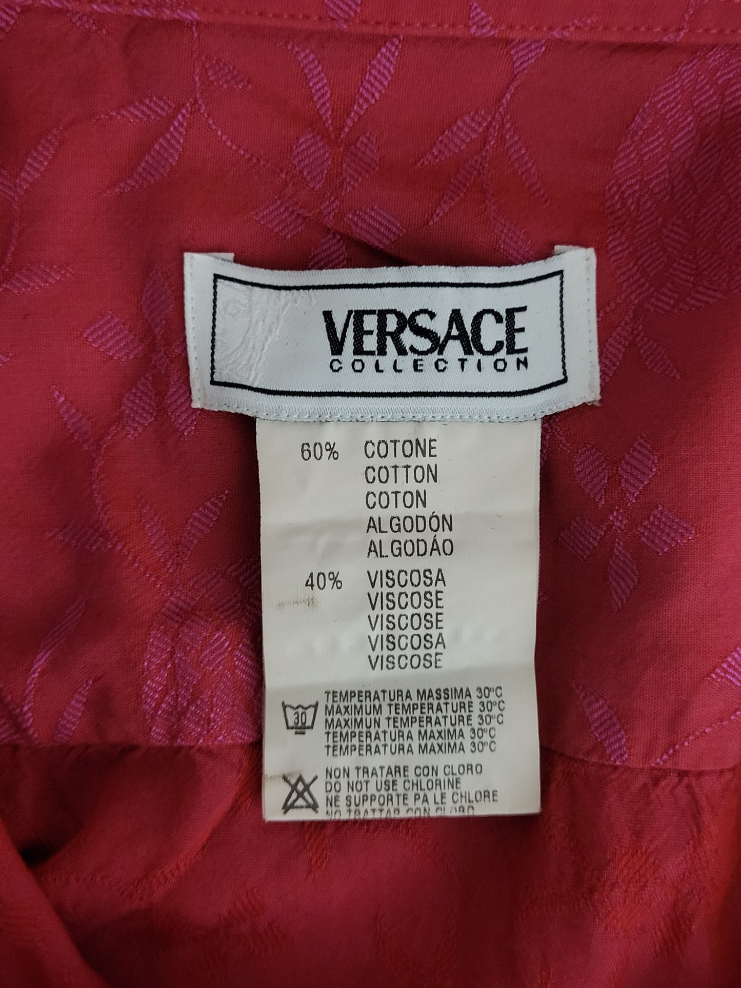 VERSACE Collection - Hemd - Exklusiv - Rot mit Muster - Herren - M