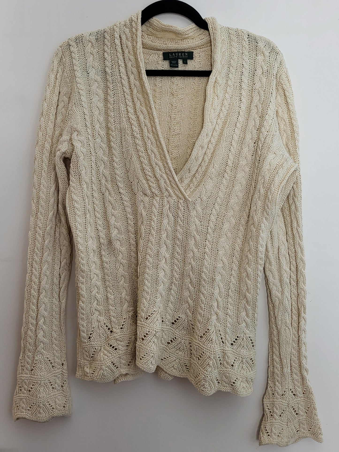 Ralph Lauren - Pulli - Zopfmuster - Weiß - Damen - L