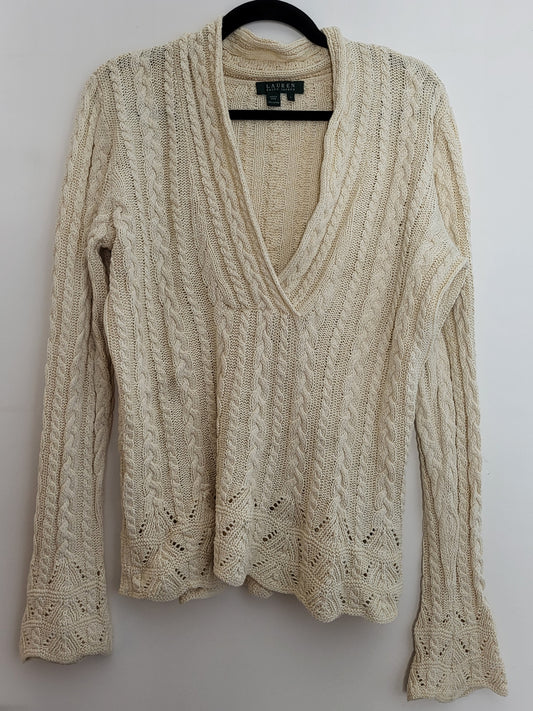 Ralph Lauren - Pulli - Zopfmuster - Weiß - Damen - L