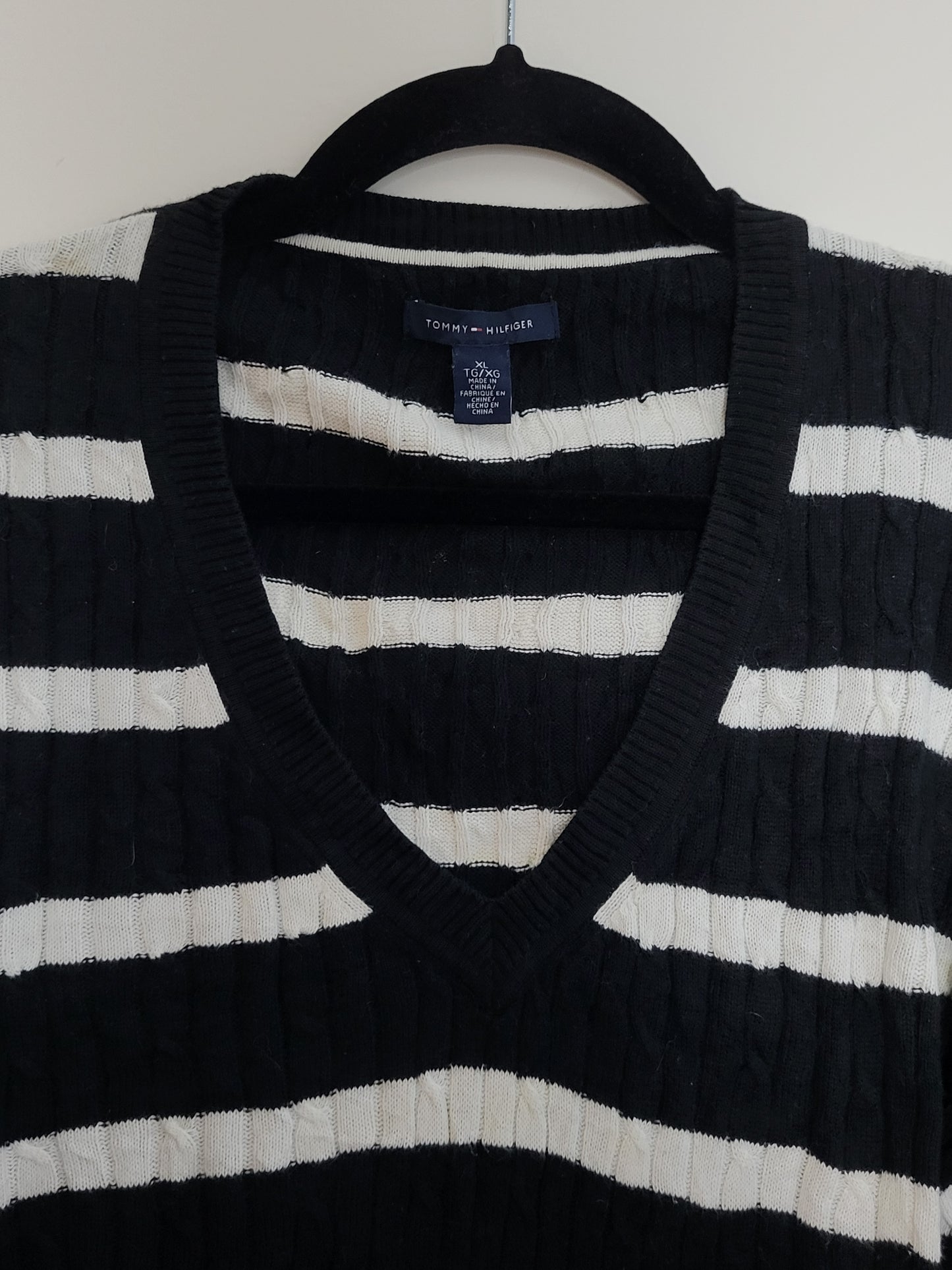 Tommy Hilfiger - Pulli - Streifen - Schwarz - Damen - XL