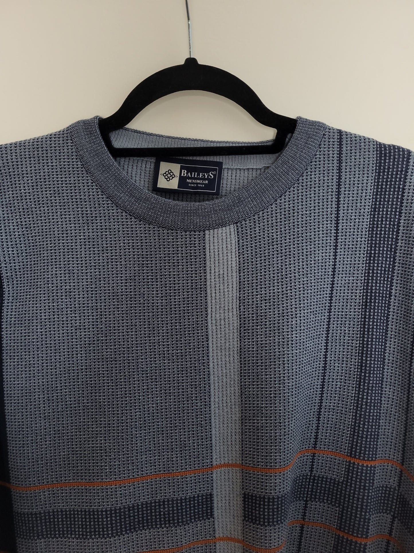 BAILEYS Menswear - Pullover - Muster - Vintage Italy - Grau mit Muster - Herren - XL