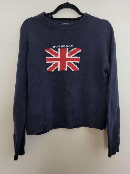 Burberry - Pullover - Klassisch mit Logo - Vintage - Dunkelblau - Herren - XS