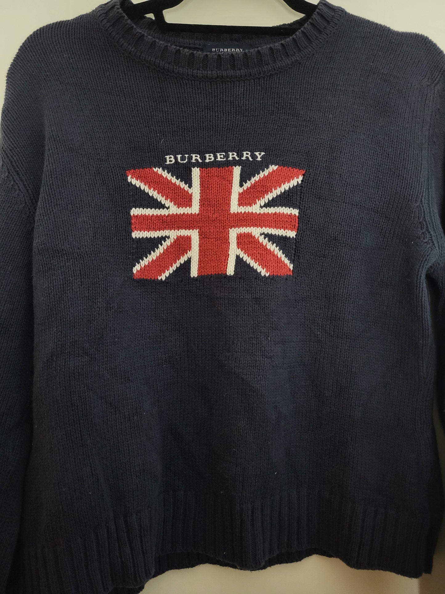 Burberry - Pullover - Klassisch mit Logo - Vintage - Dunkelblau - Herren - XS