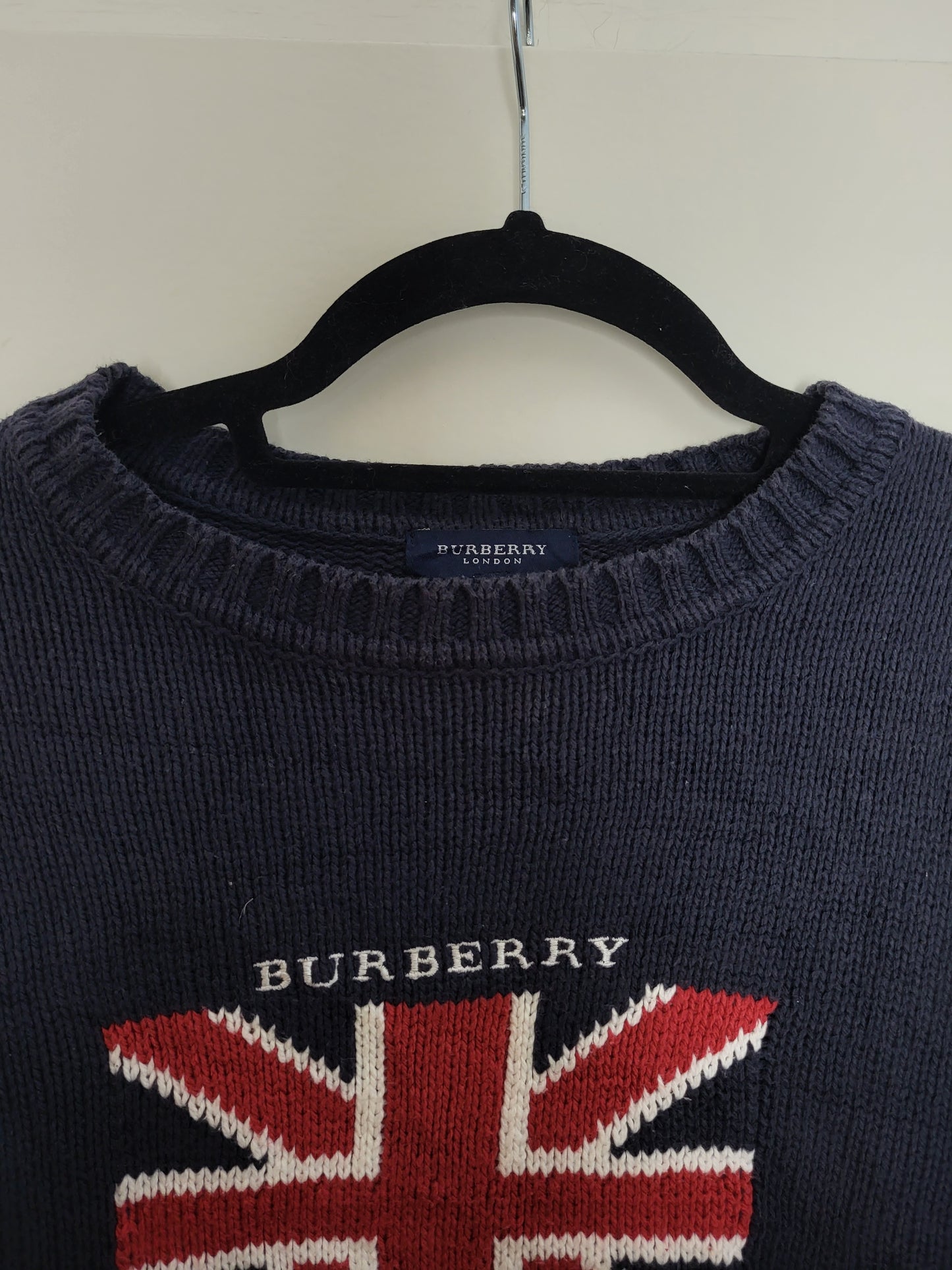 Burberry - Pullover - Klassisch mit Logo - Vintage - Dunkelblau - Herren - XS