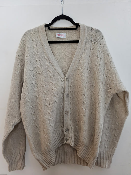 Vintage BENETTON - Pullover/Cardigan - Zopfmuster - Vintage Italy - Beige - Herren - XL