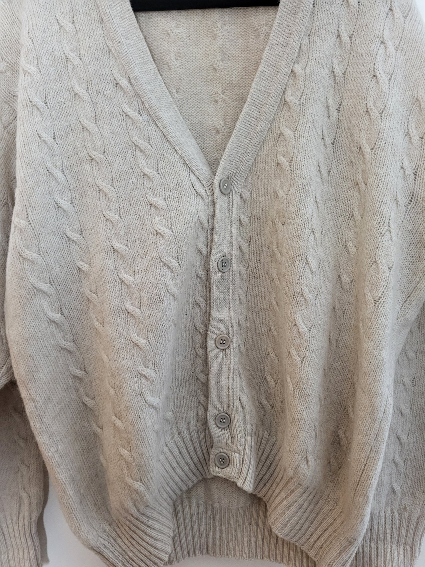 Vintage BENETTON - Pullover/Cardigan - Zopfmuster - Vintage Italy - Beige - Herren - XL