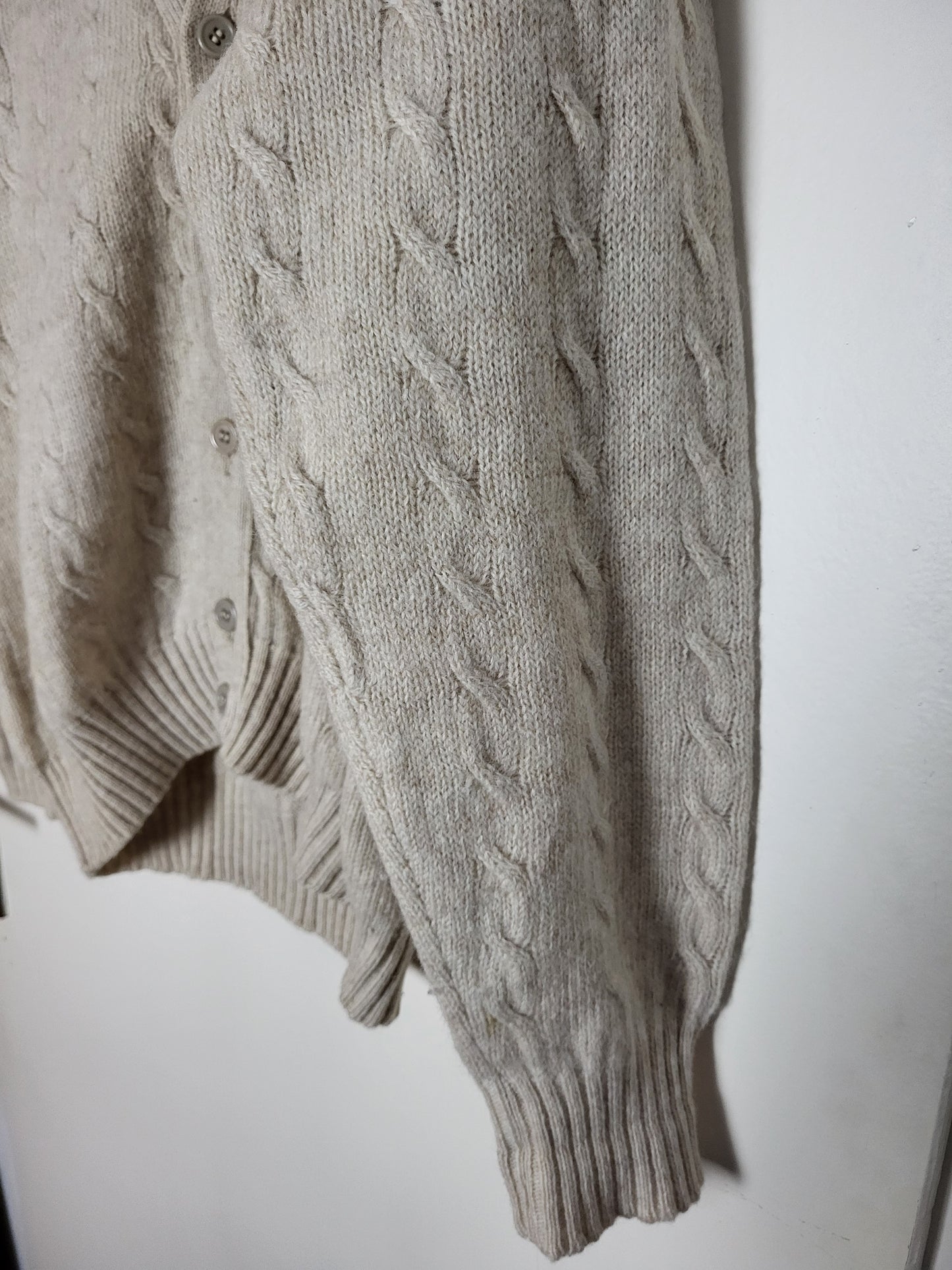 Vintage BENETTON - Pullover/Cardigan - Zopfmuster - Vintage Italy - Beige - Herren - XL