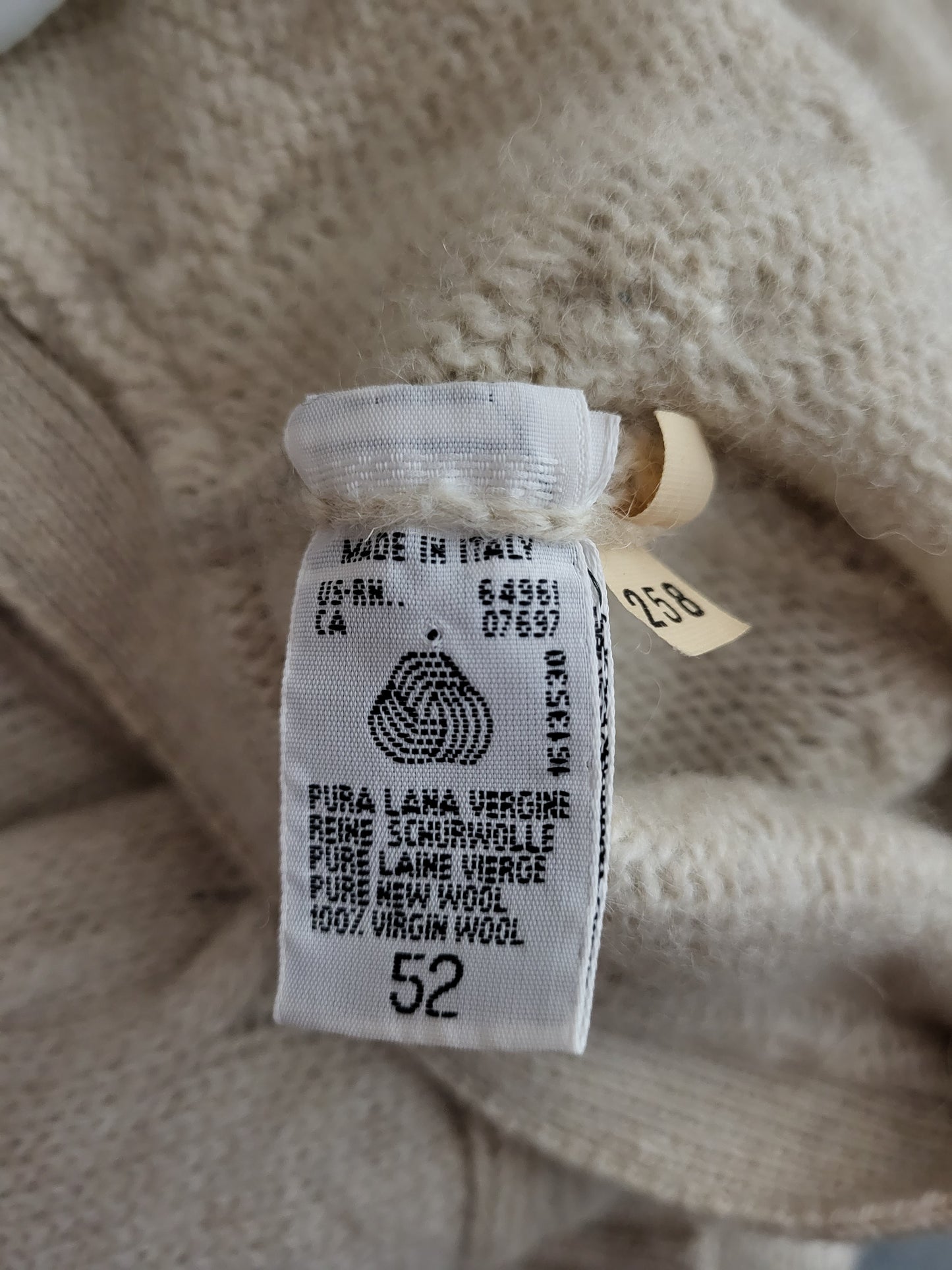 Vintage BENETTON - Pullover/Cardigan - Zopfmuster - Vintage Italy - Beige - Herren - XL