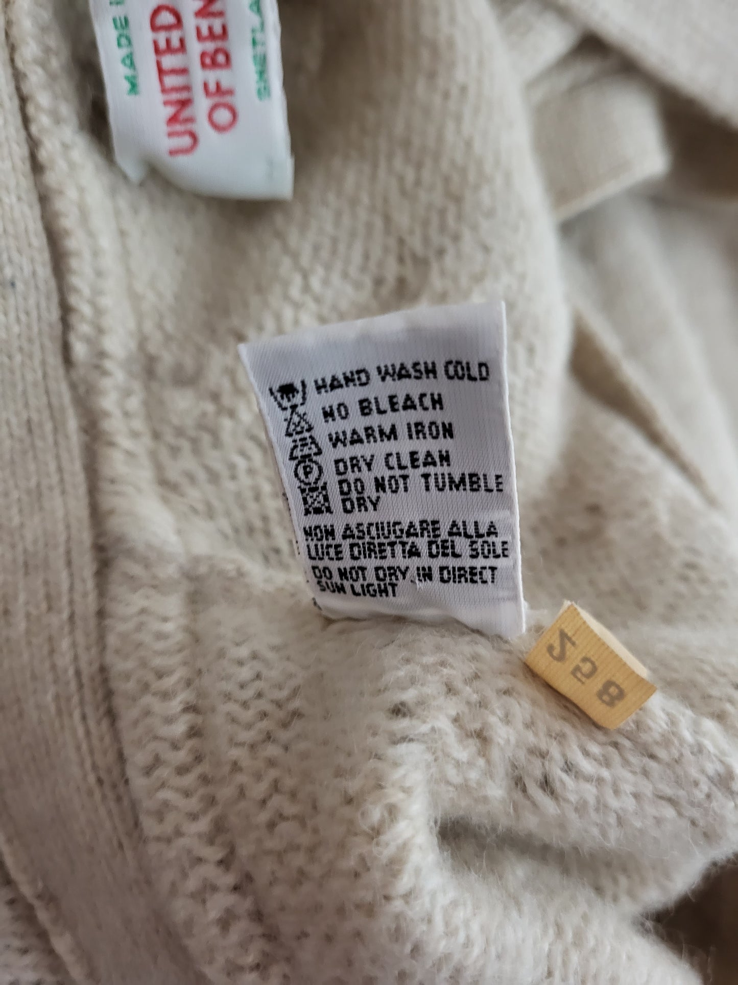 Vintage BENETTON - Pullover/Cardigan - Zopfmuster - Vintage Italy - Beige - Herren - XL