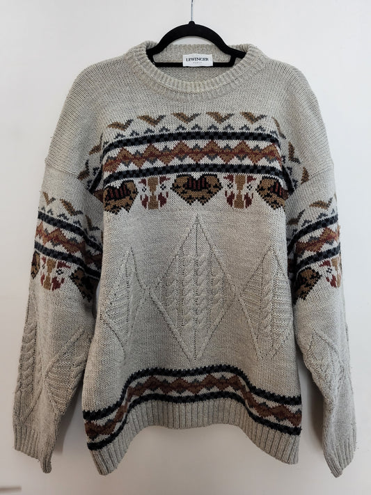 Vintage LEWINGER PARIS - Pullover - Norweger - Vintage Wolle - Bunt - Damen - L/XL