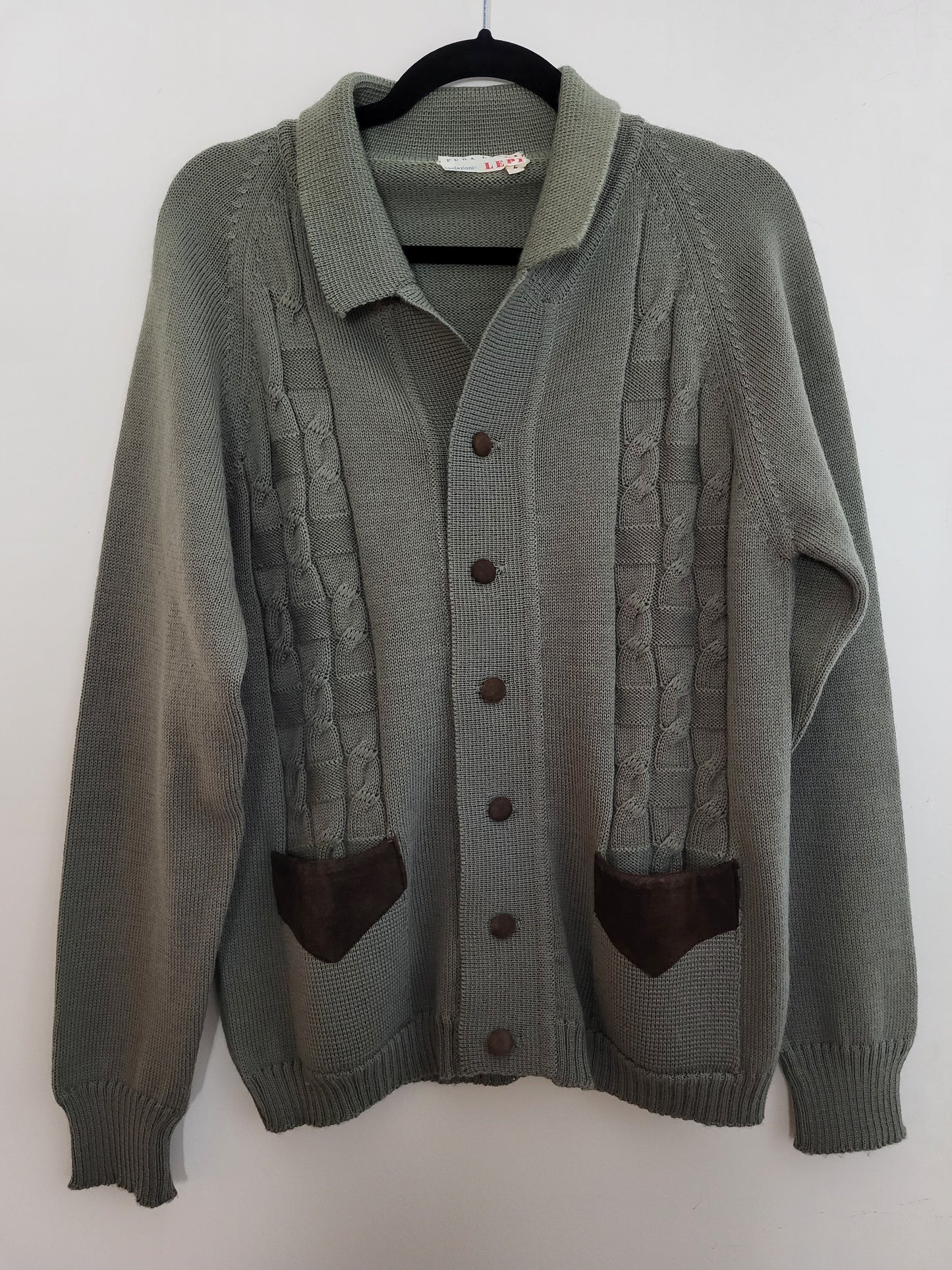 Vintage LEPI - Pullover/Strickjacke - Muster - Vintage Italy - Oliv/Grau - Herren - M