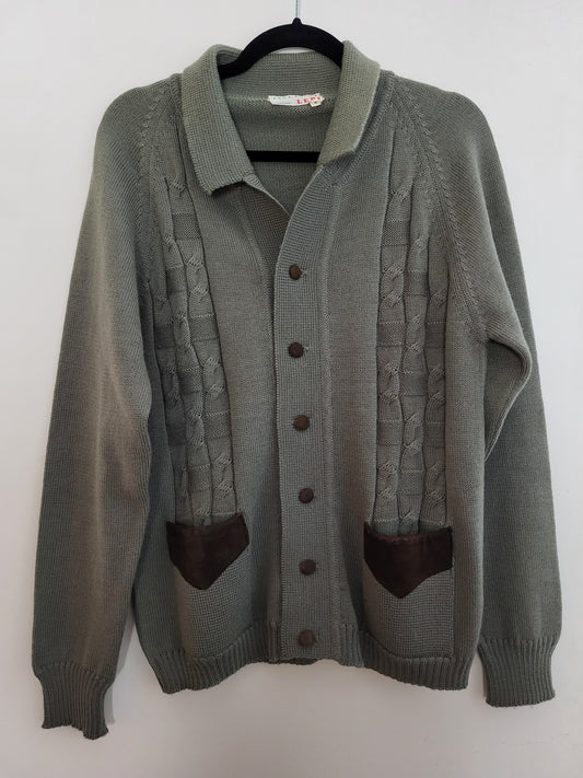 Vintage LEPI - Pullover/Strickjacke - Muster - Vintage Italy - Oliv/Grau - Herren - M
