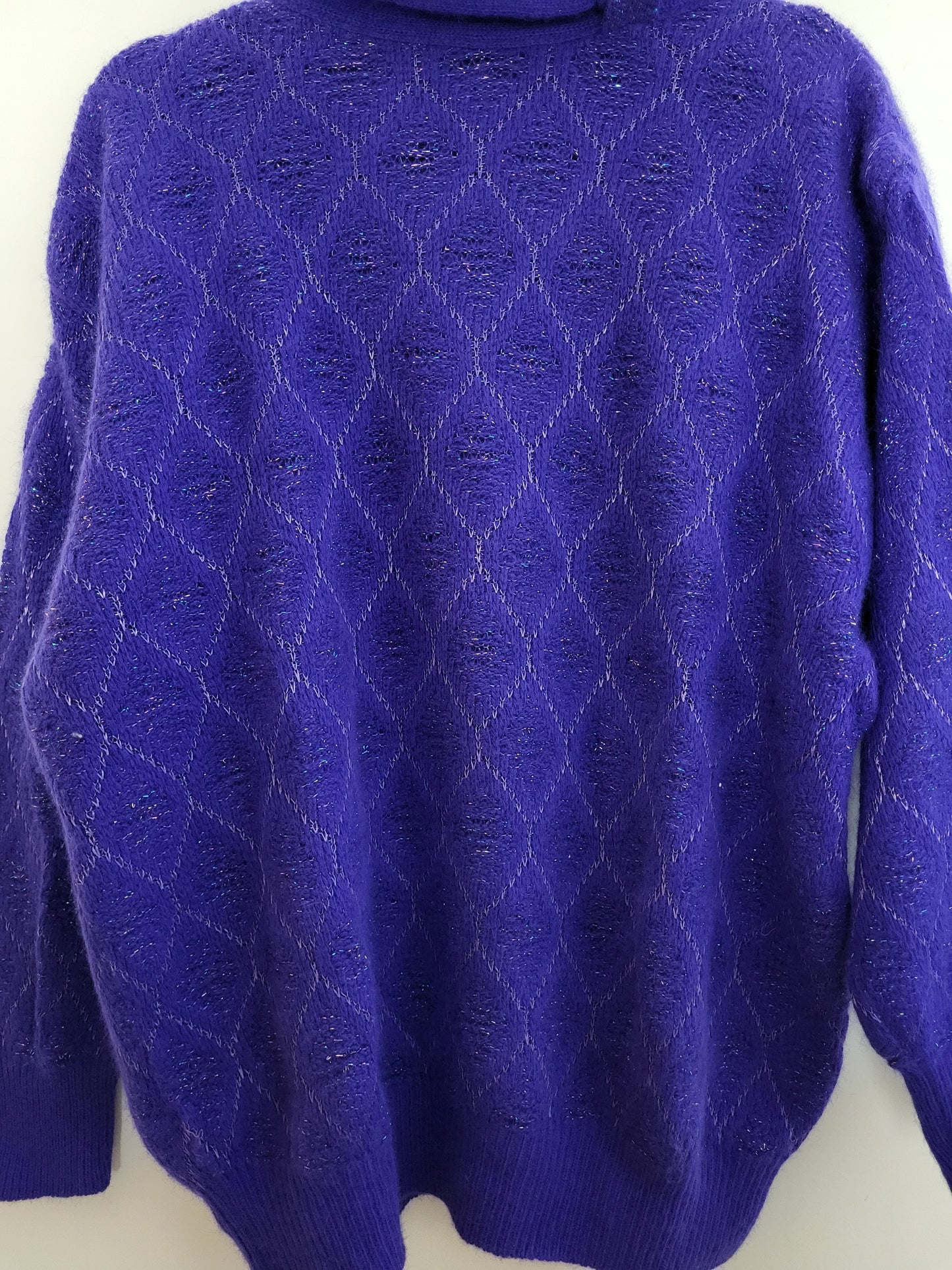 Vintage ANDRE MAURICE - Pullover - Muster - Vintage Wolle - Lila Glanz - Damen - L/XL