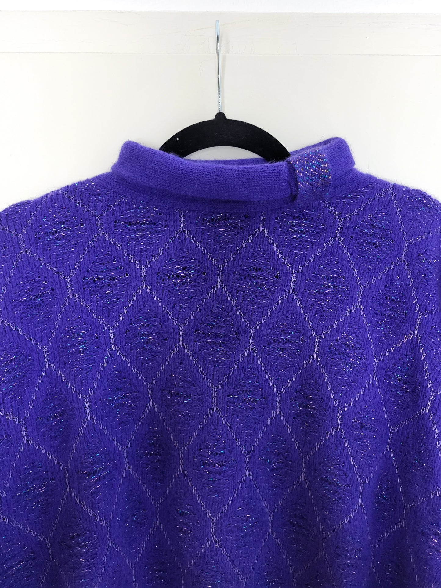 Vintage ANDRE MAURICE - Pullover - Muster - Vintage Wolle - Lila Glanz - Damen - L/XL