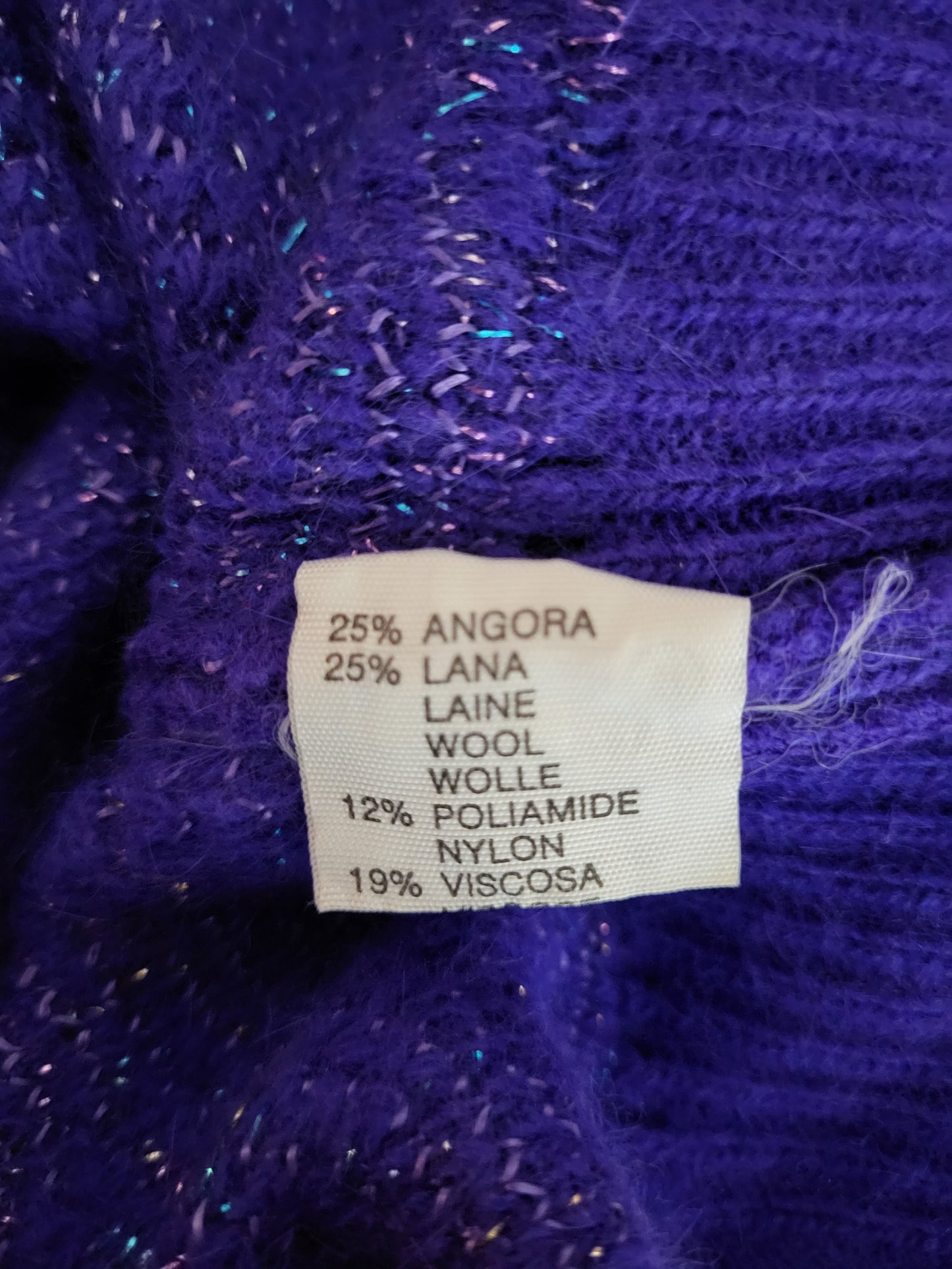 Vintage ANDRE MAURICE - Pullover - Muster - Vintage Wolle - Lila Glanz - Damen - L/XL