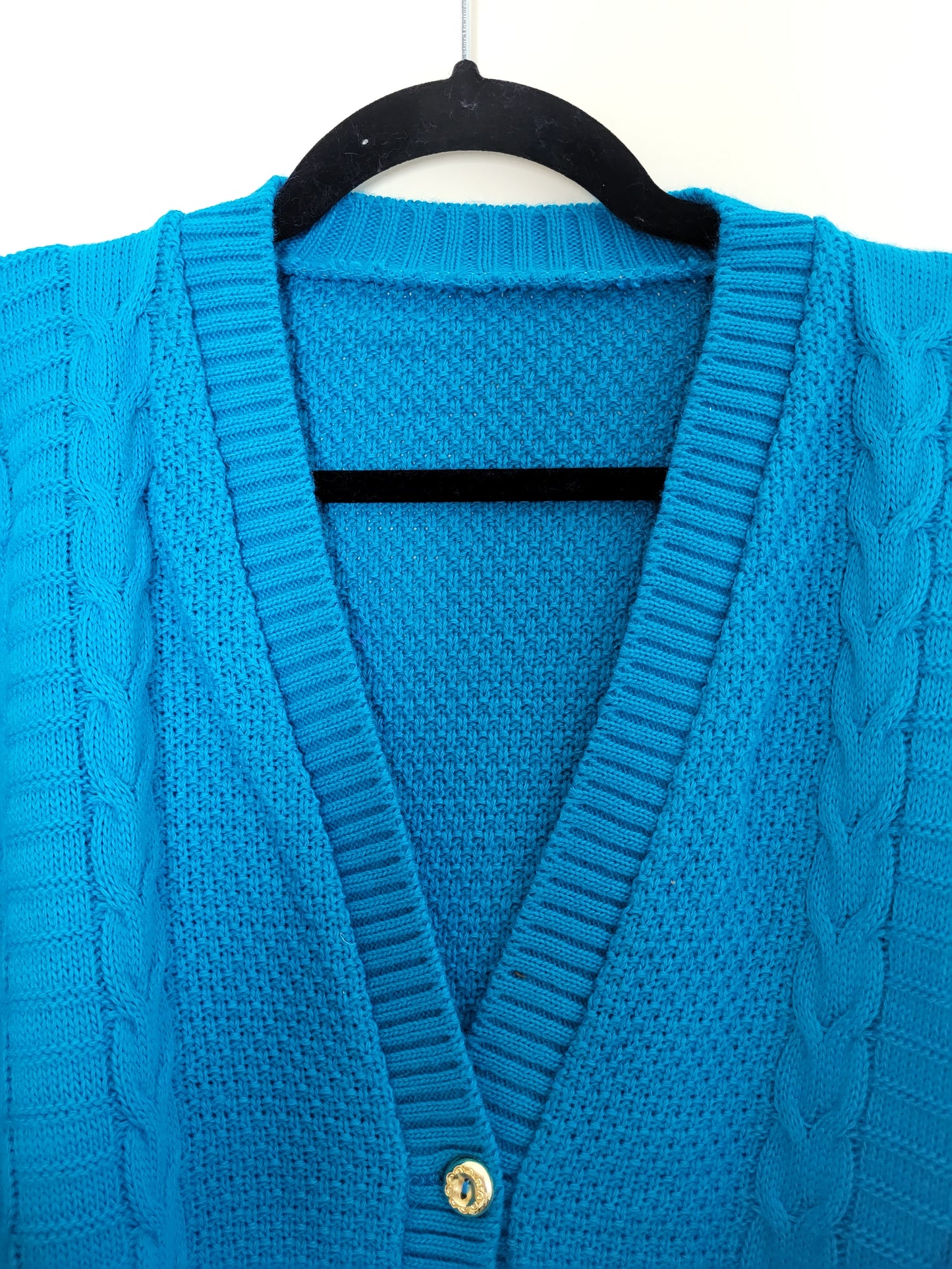 Vintage - Pullover/Cardigan - Zopfmuster - Vintage Wolle - Türkis - Damen - L/XL