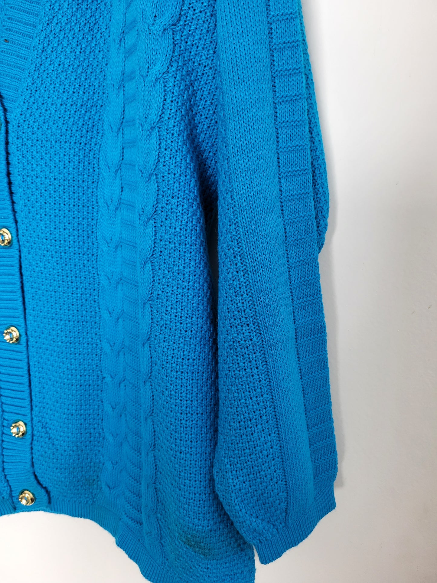 Vintage - Pullover/Cardigan - Zopfmuster - Vintage Wolle - Türkis - Damen - L/XL