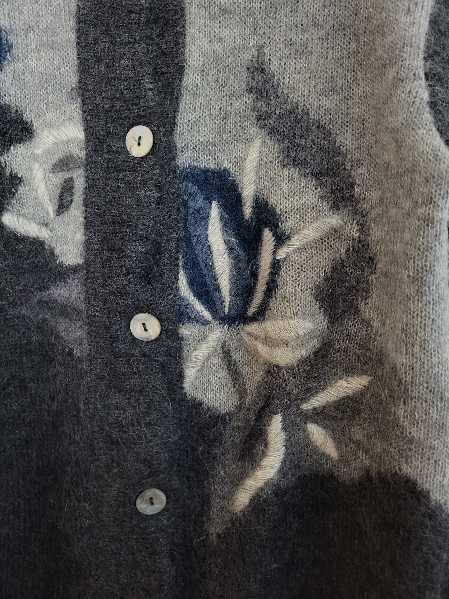 Vintage - Strickjacke/Pullover - Muster - Vintage Wolle - Grau - Damen - M/L