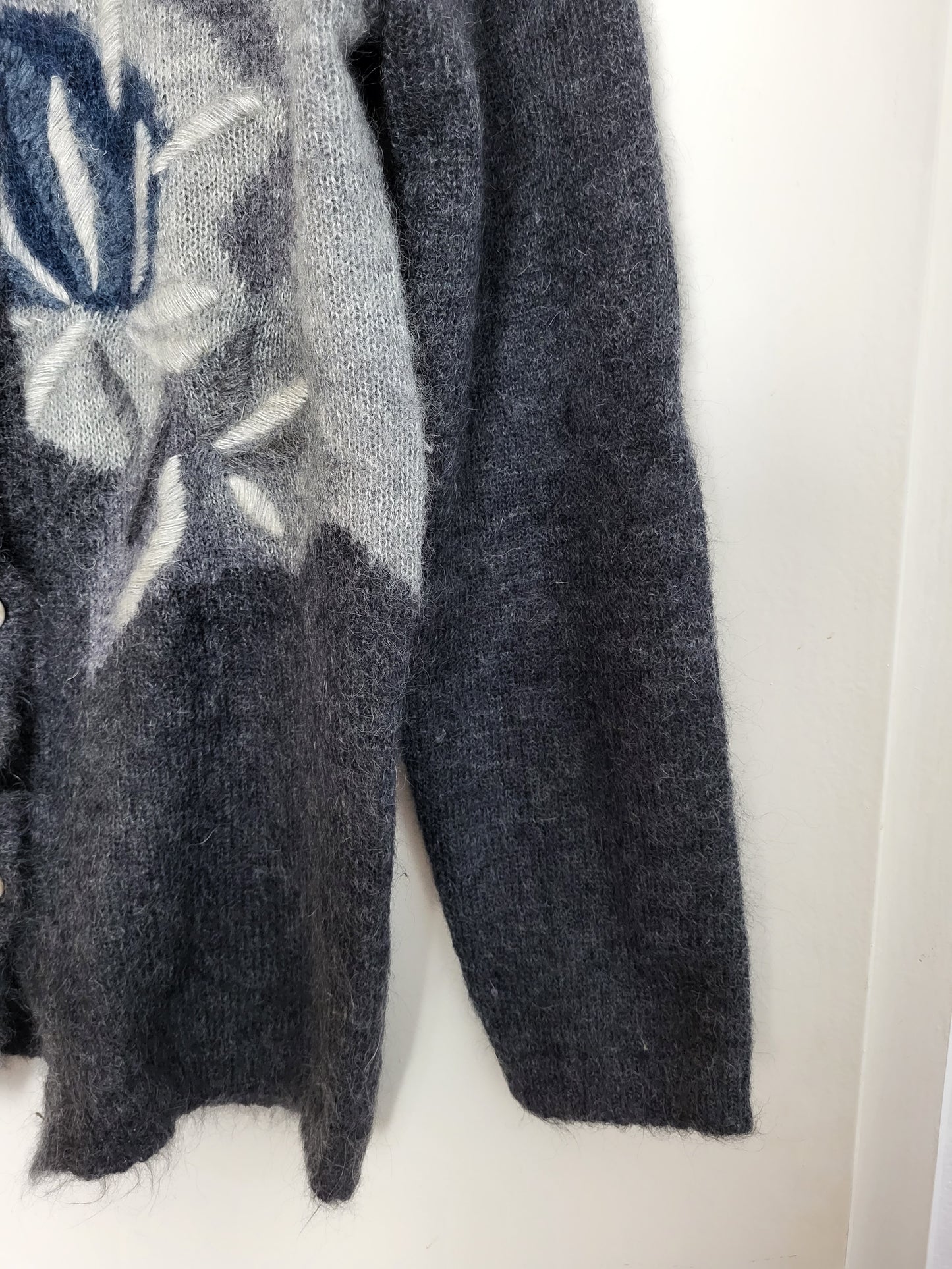Vintage - Strickjacke/Pullover - Muster - Vintage Wolle - Grau - Damen - M/L