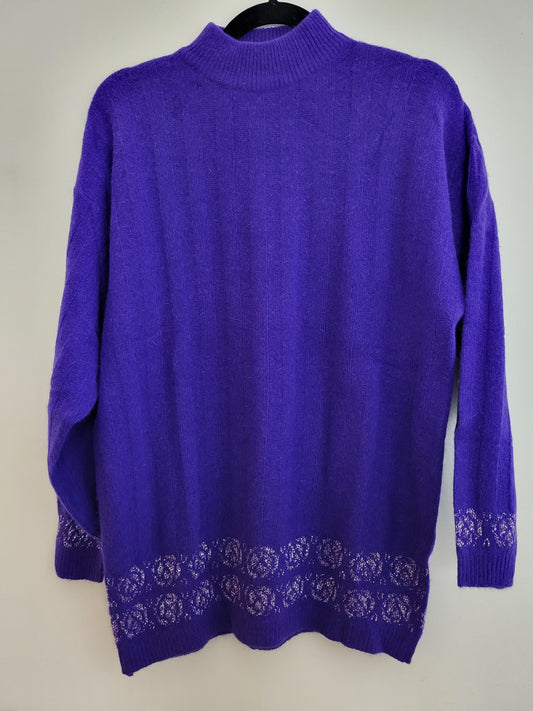 Vintage MISCHABEL - Pullover - Muster - Vintage Wolle - Lila - Damen - M/L