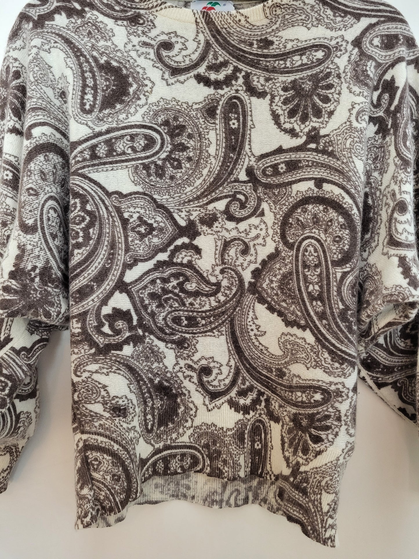 Vintage ANGORA - Pullover - Muster - Vintage Italy - Weiß - Damen - S/M