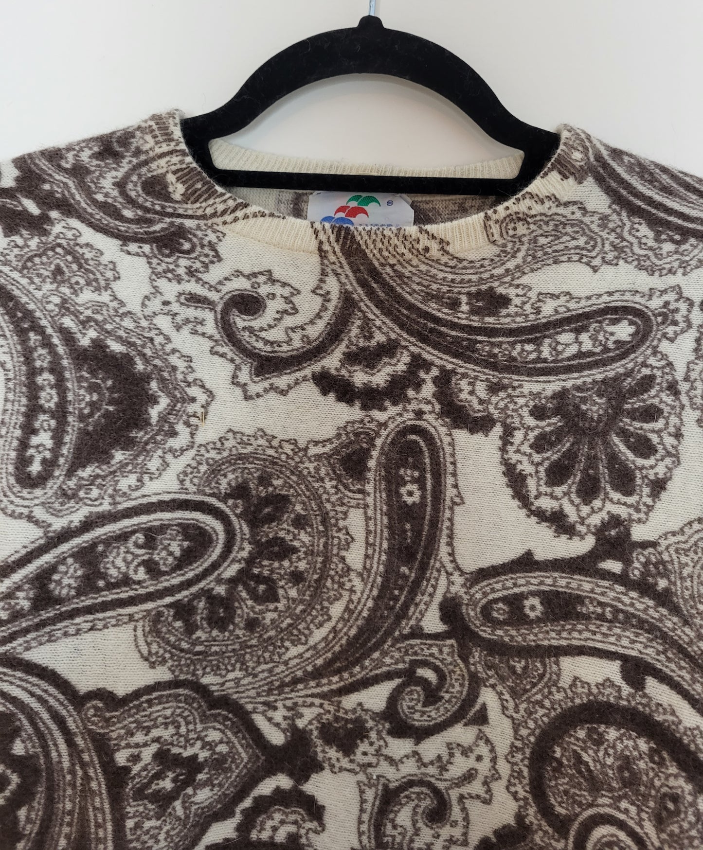 Vintage ANGORA - Pullover - Muster - Vintage Italy - Weiß - Damen - S/M