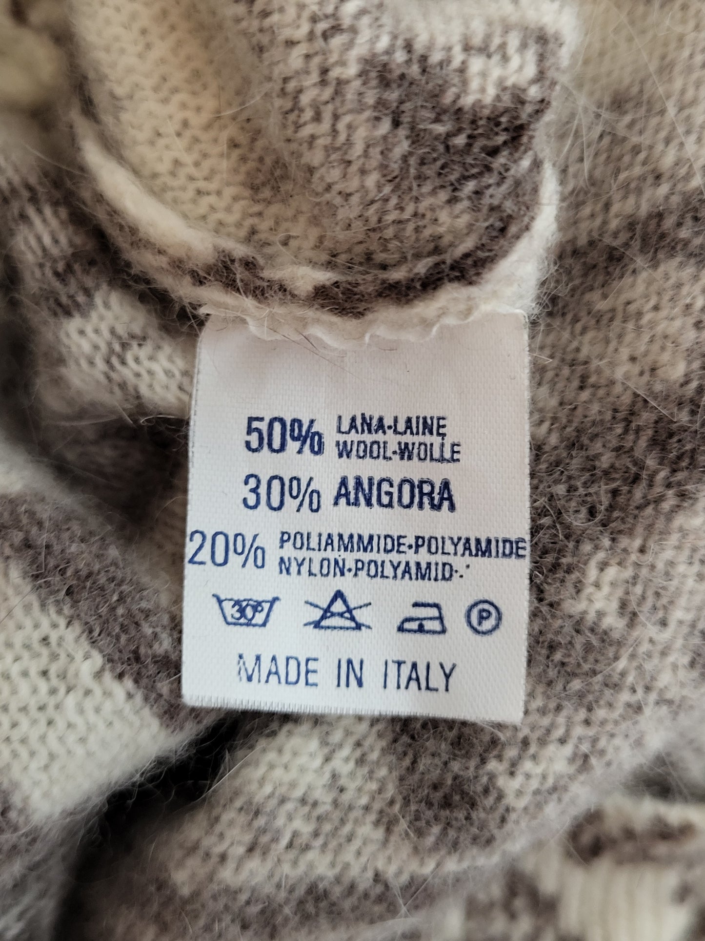 Vintage ANGORA - Pullover - Muster - Vintage Italy - Weiß - Damen - S/M