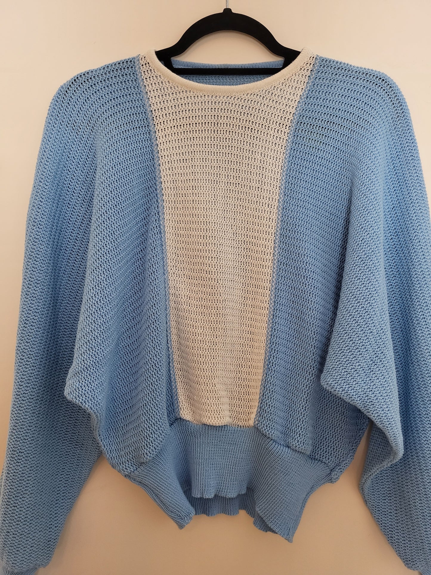 Vintage - Pullover - Colourblock - Vintage Italy - Weiß/Blau - Damen - S/M