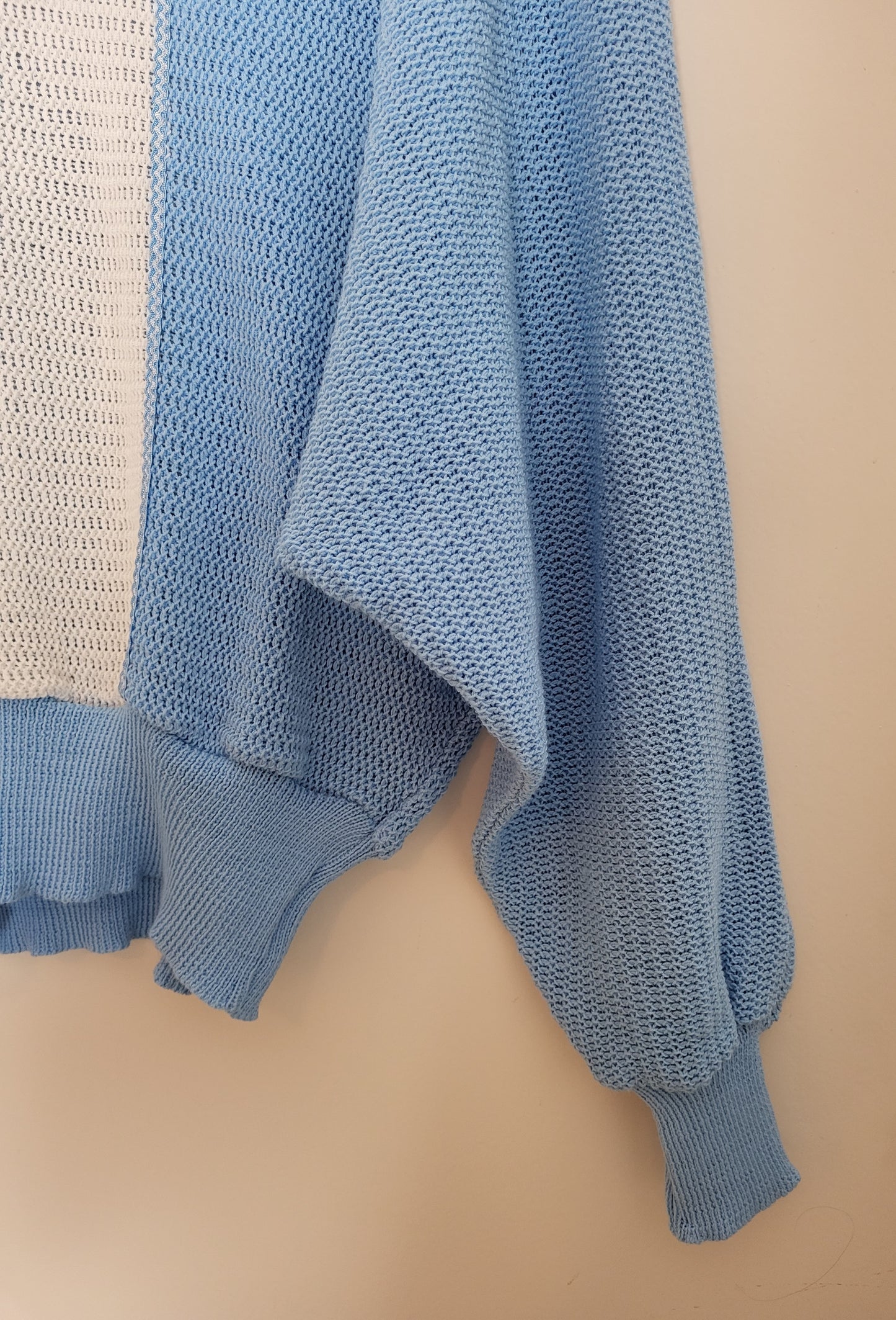 Vintage - Pullover - Colourblock - Vintage Italy - Weiß/Blau - Damen - S/M