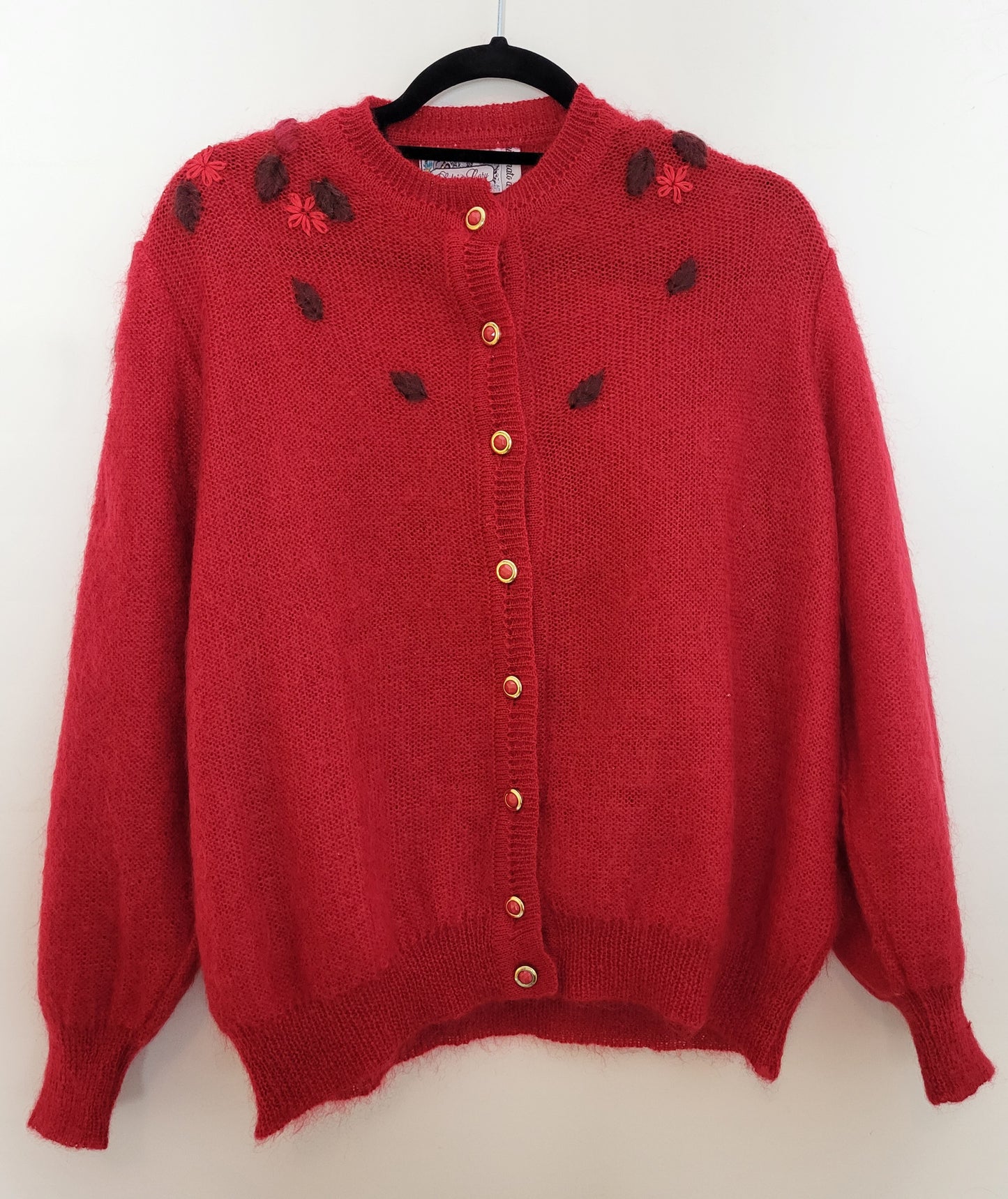 Vintage OSALRI & LORY - Strickjacke - Muster - Vintage Italy - Rot - Damen - L