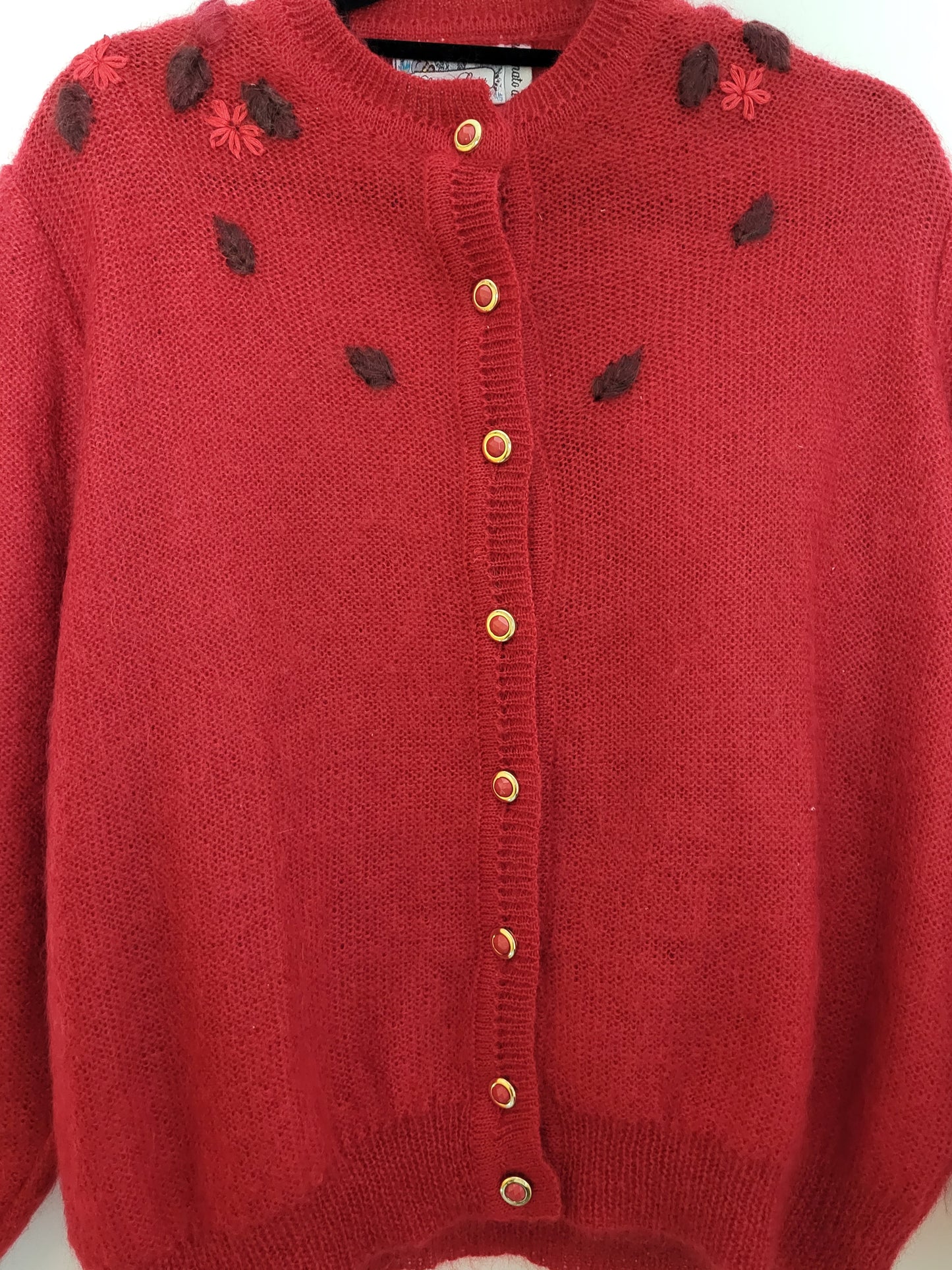 Vintage OSALRI & LORY - Strickjacke - Muster - Vintage Italy - Rot - Damen - L