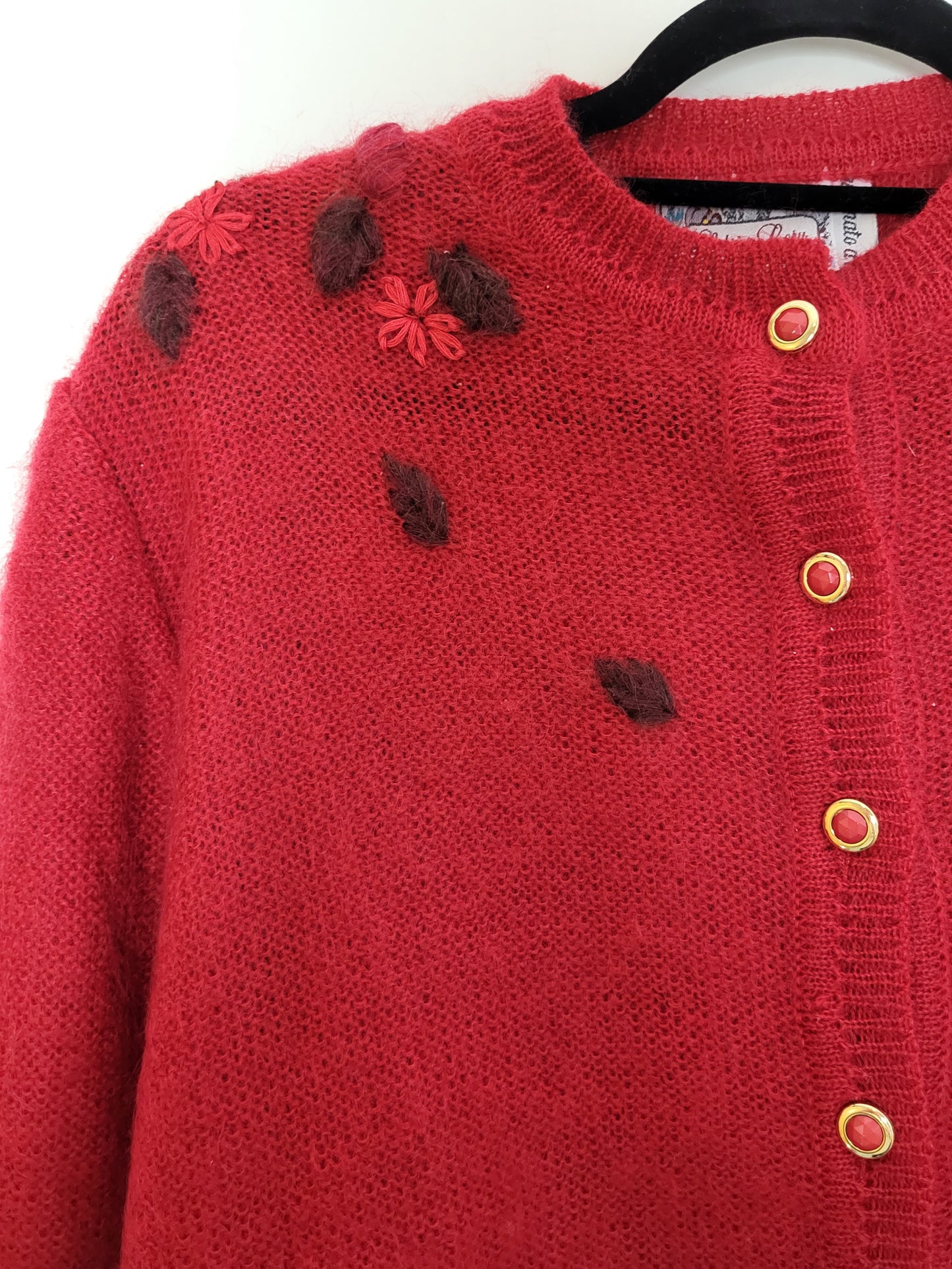 Vintage OSALRI & LORY - Strickjacke - Muster - Vintage Italy - Rot - Damen - L