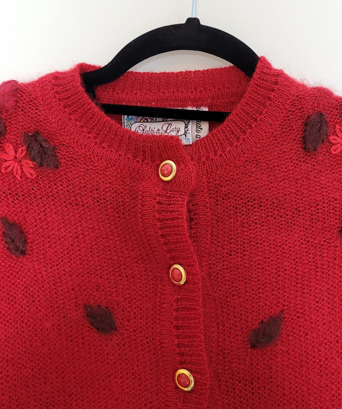 Vintage OSALRI & LORY - Strickjacke - Muster - Vintage Italy - Rot - Damen - L