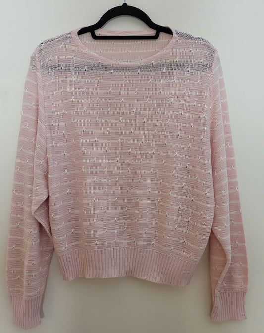 Vintage - Pullover - Streifen - Vintage Italy - Rosa - Damen - S/M