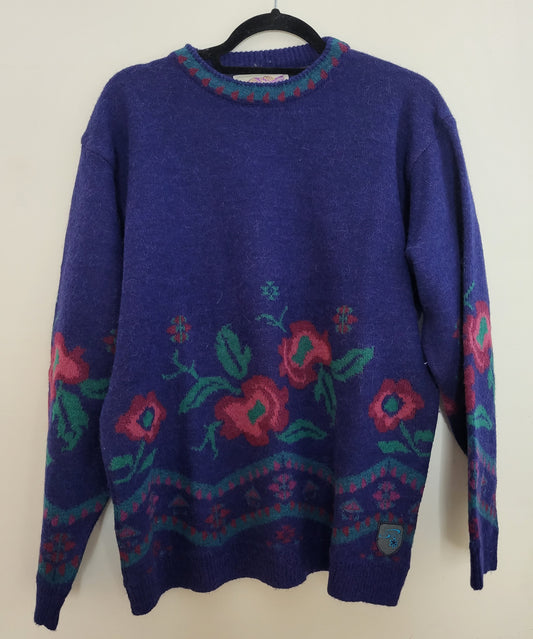 Vintage SILVY - Pullover - Muster - Vintage Italy - Dunkelblau/Bunt - Damen - XL/XXL