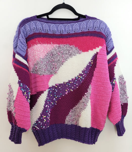 Vintage - Pullover - 3D Muster- Vintage Italy - Bunt - Damen - M/L