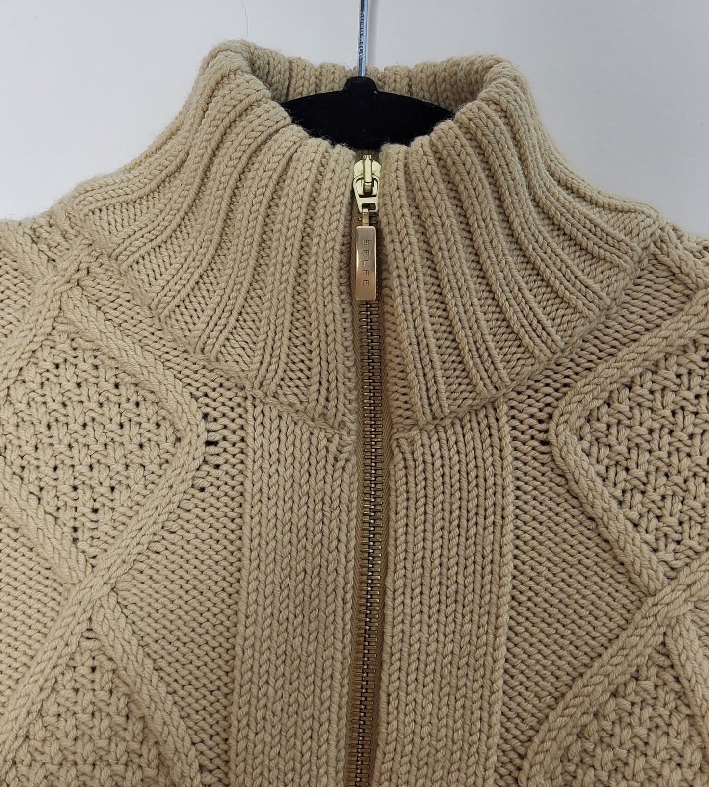 Vintage BELFE - Strickjacke - Zopfmuster - Vintage Italy - Beige - Damen - S/M