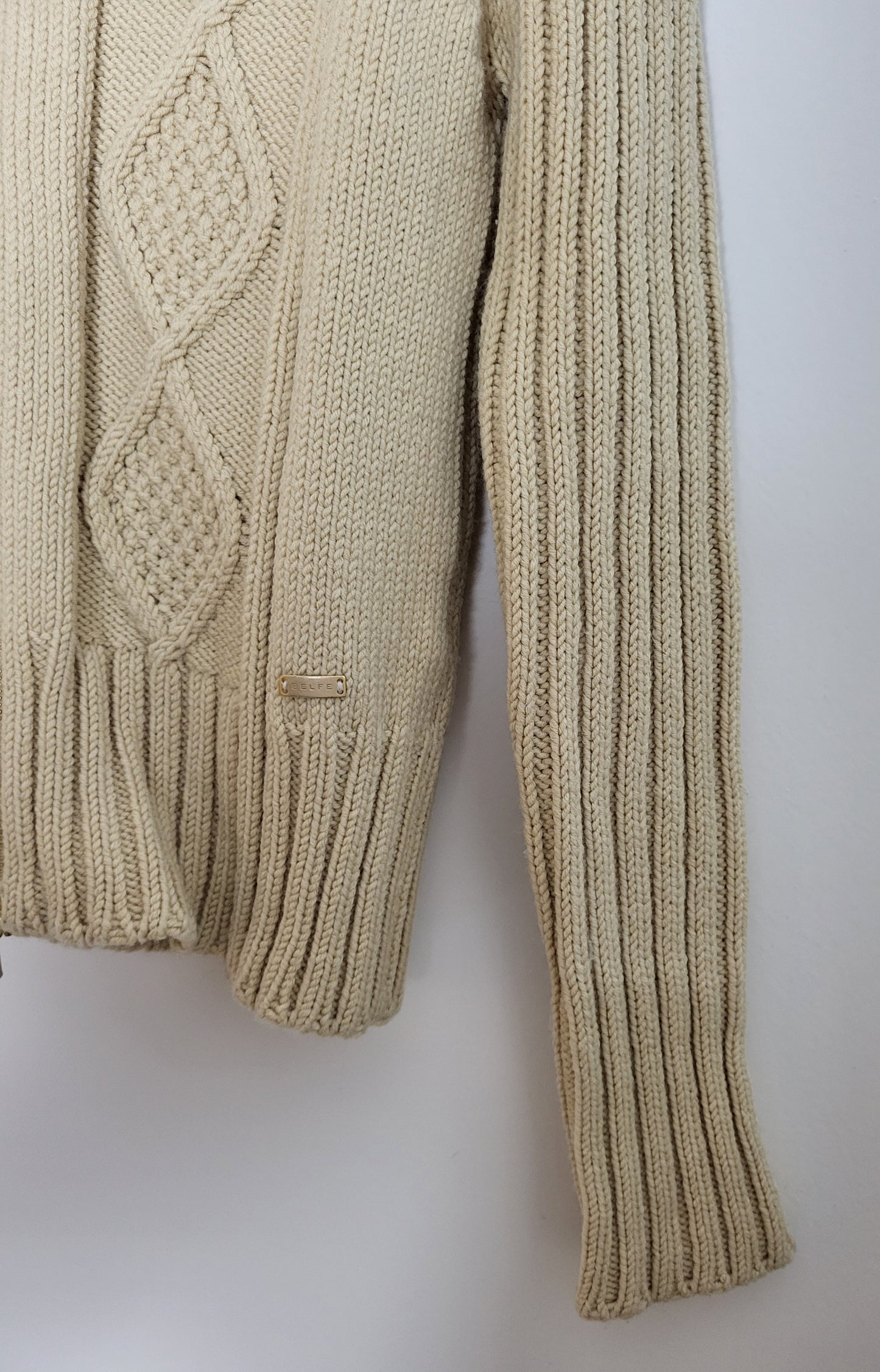 Vintage BELFE - Strickjacke - Zopfmuster - Vintage Italy - Beige - Damen - S/M