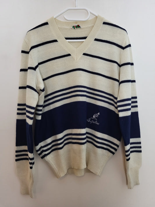 VINTAGE Australian - Pullover - Streifen - Vintage Italy - Blau/Weiß - Herren - L (50)