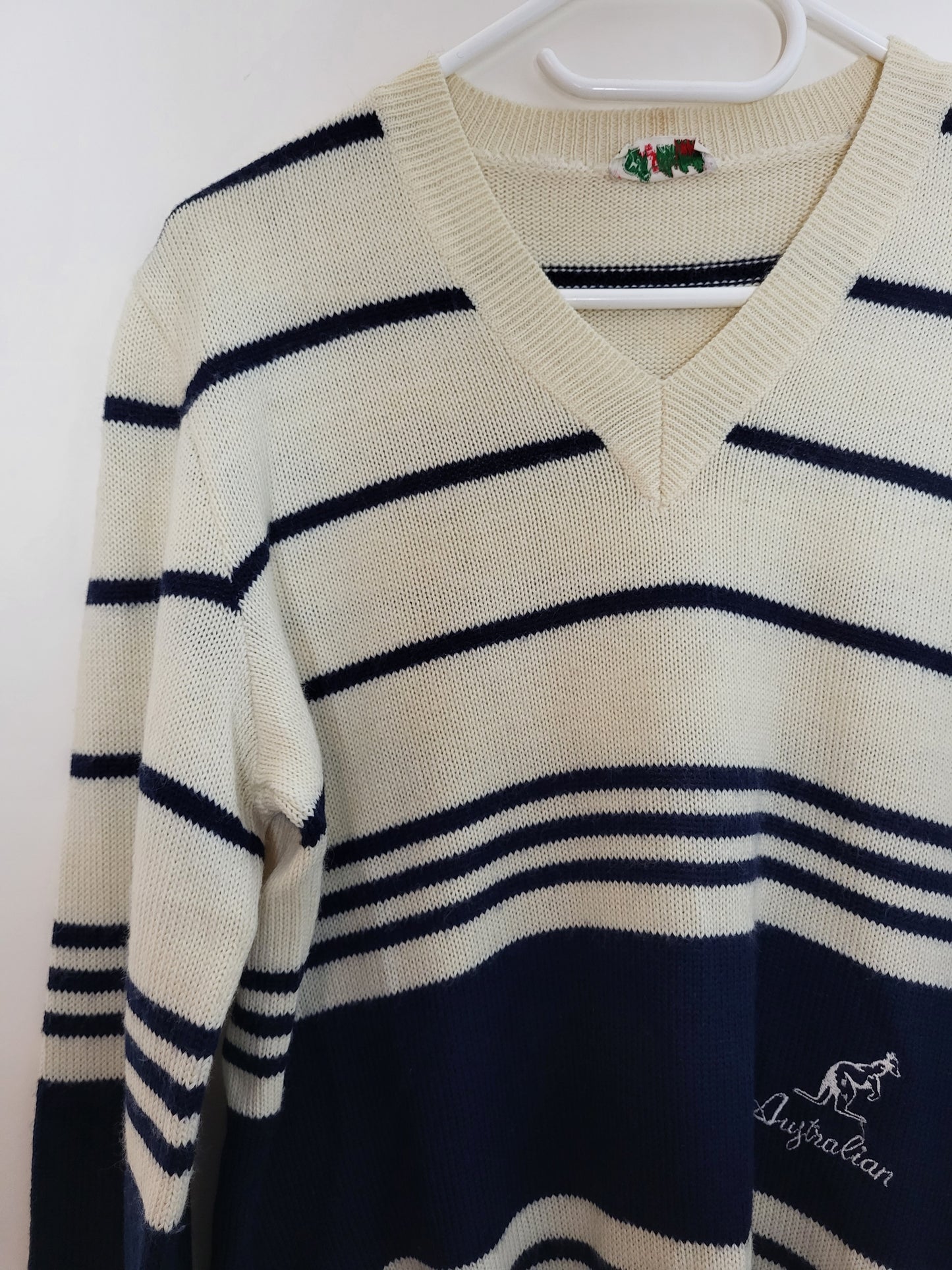 VINTAGE Australian - Pullover - Streifen - Vintage Italy - Blau/Weiß - Herren - L (50)