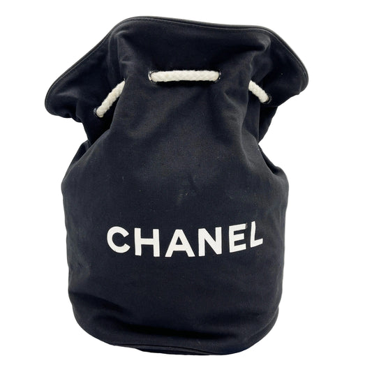 Original/Auth Chanel - Beach Rucksack - Cotton Canvas Schwarz