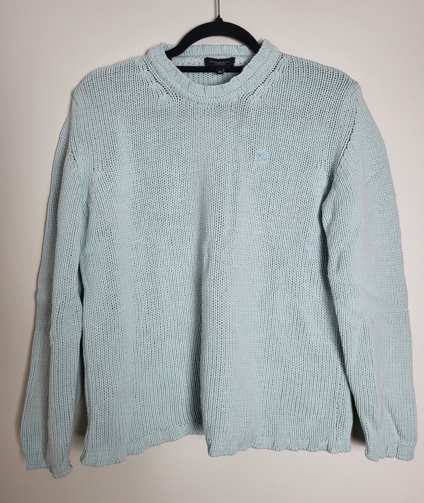 BURBERRY - Vintage Pullover - Klassisch mit Logo - Hellblau - Damen - M/L