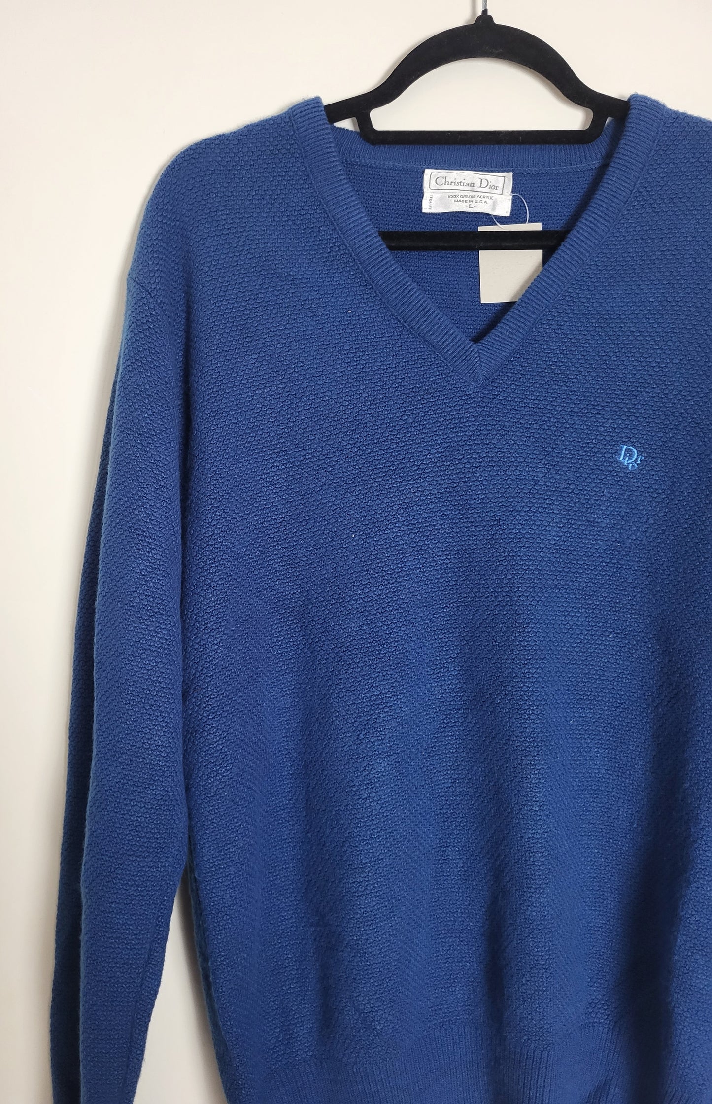 CHRISTIAN DIOR - Vintage Pullover - Klassisch - Blau - Herren - L