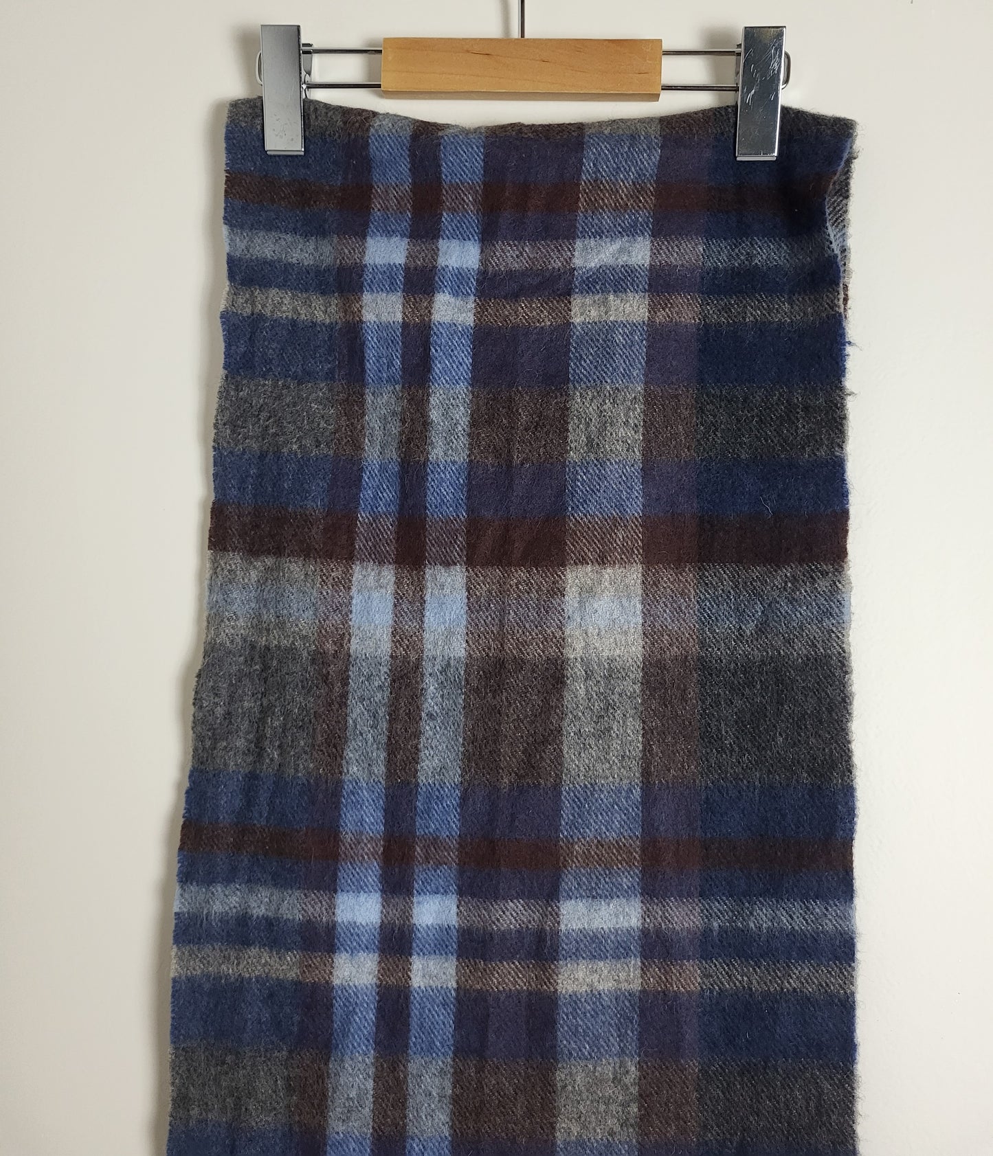 Burberry - Vintage Schal - Blau / Grau Tartan - Kaschmir - 160 x 30